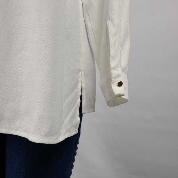 Le Chateau White Long Sleeve Top Size L NWT - Picture 9 of 11